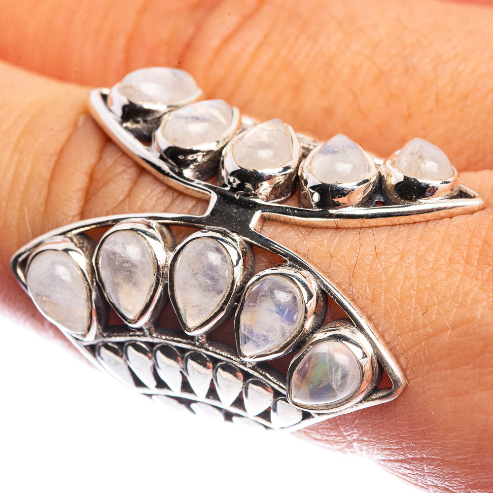 Large Rainbow Moonstone Ring Size 7.5 (925 Sterling Silver) R144185