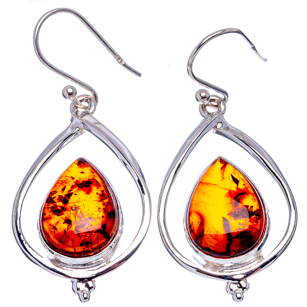Premium Baltic Amber Earrings 1 5/8" (.925 Sterling Silver)