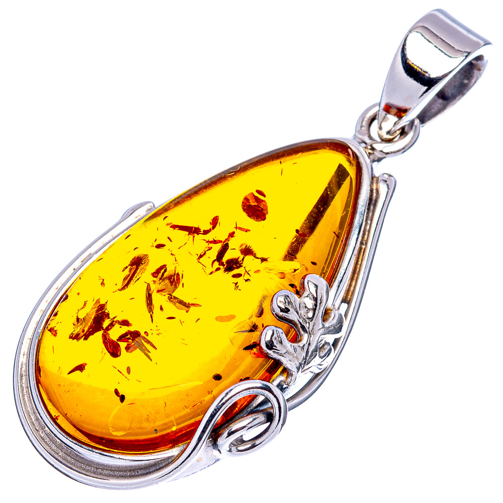 Baltic Amber Pendant 1 3/4" (.925 Sterling Silver)