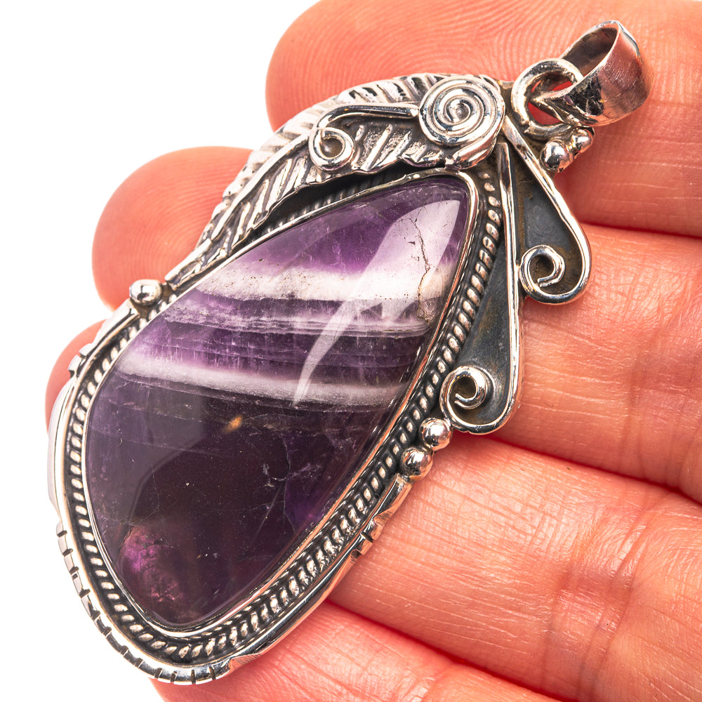 Chevron Amethyst Pendant 2 1/8" (925 Sterling Silver) P38957