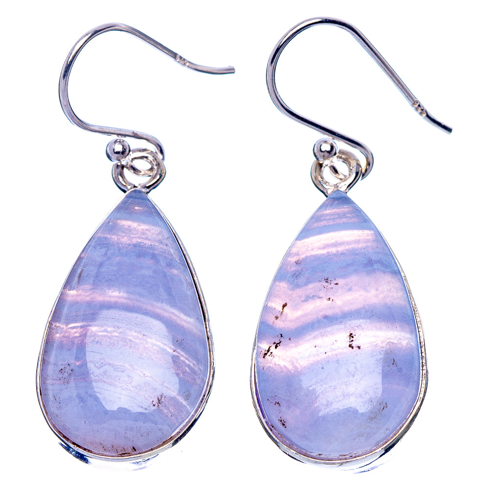 Blue Lace Agate Earrings 1 1/2" (925 Sterling Silver) E1824