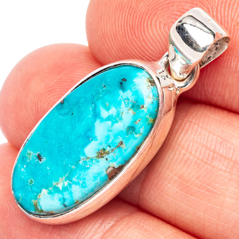 Rare Kingman Turquoise Pendant 1 1/4" (925 Sterling Silver) P44874