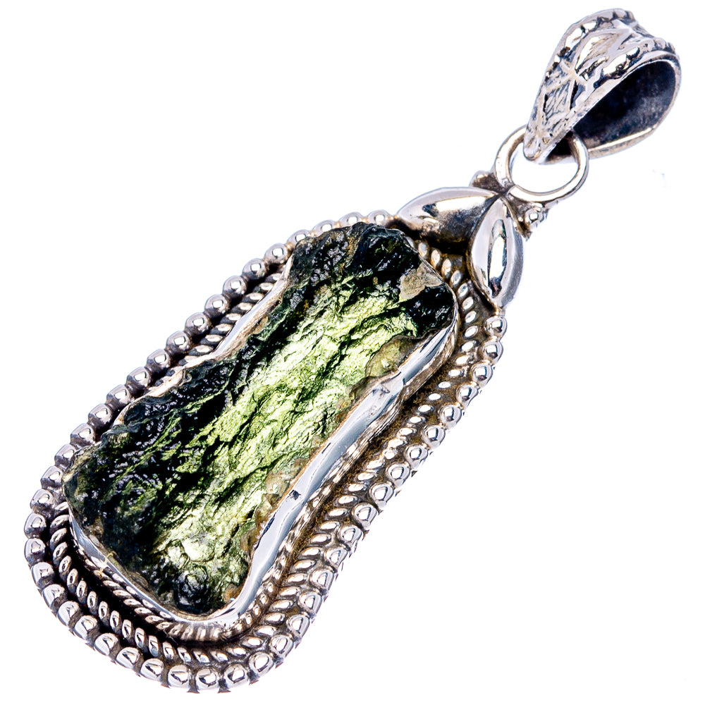 Rare Moldavite Pendant 1 5/8" (.925 Sterling Silver)