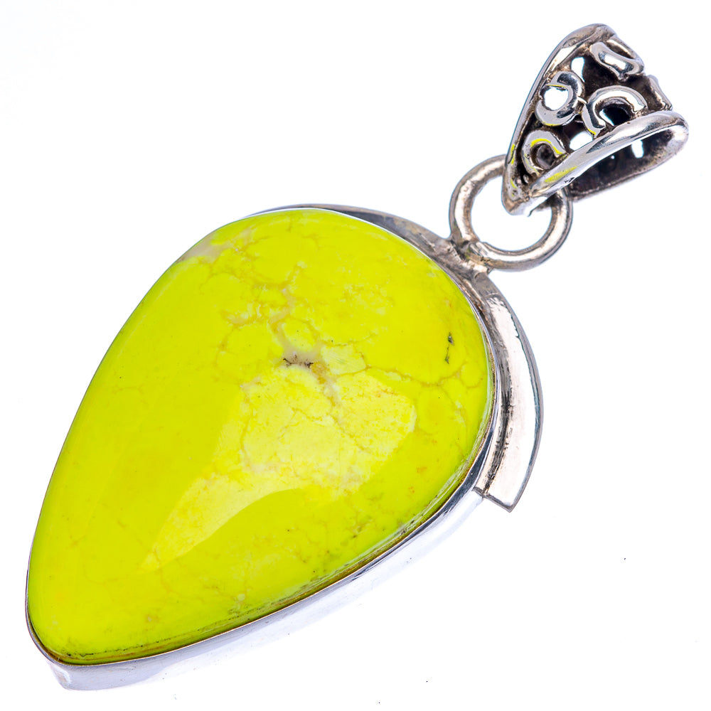 Lemon Chrysoprase Pendant 1 3/4" (925 Sterling Silver) P40089