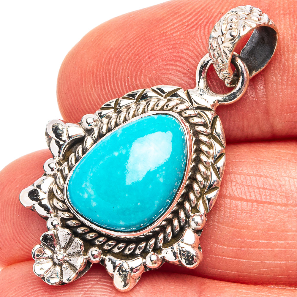Rare Sleeping Beauty Turquoise Pendant 1 1/2" (.925 Sterling Silver)