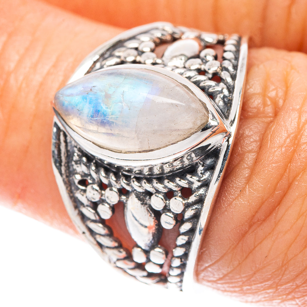 Rainbow Moonstone Dainty Ring Size 6.75 (925 Sterling Silver) R5955