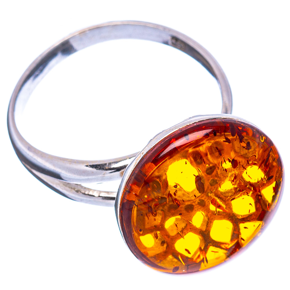 Baltic Amber Ring Size 7 Adjustable (.925 Sterling Silver)