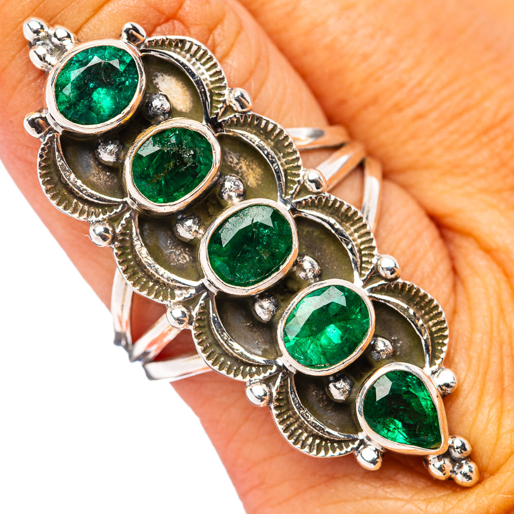 Premium Faceted Zambian Emerald Ring Size 8.75 (.925 Sterling Silver)