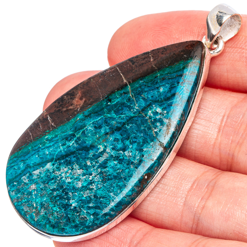 Shattuckite Huge Pendant 2 1/4" (925 Sterling Silver) P43317