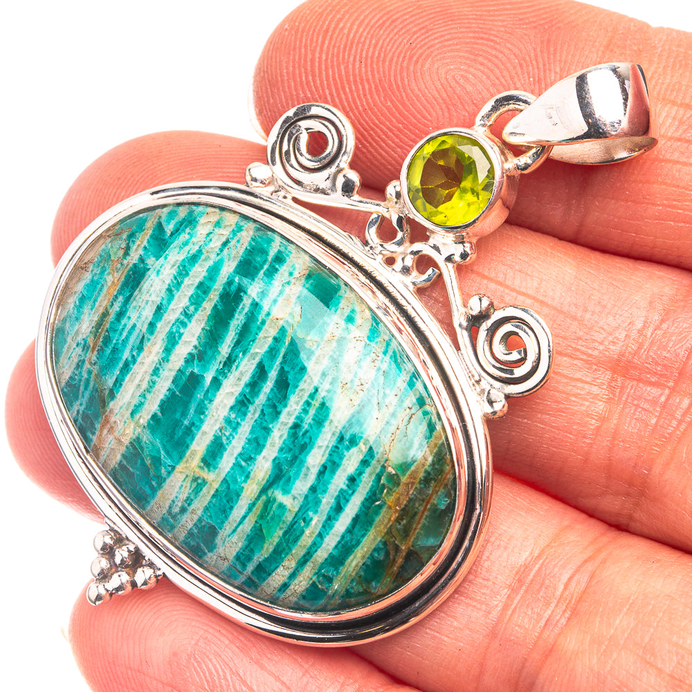 Amazonite, Peridot Pendant 2" (925 Sterling Silver) P38838