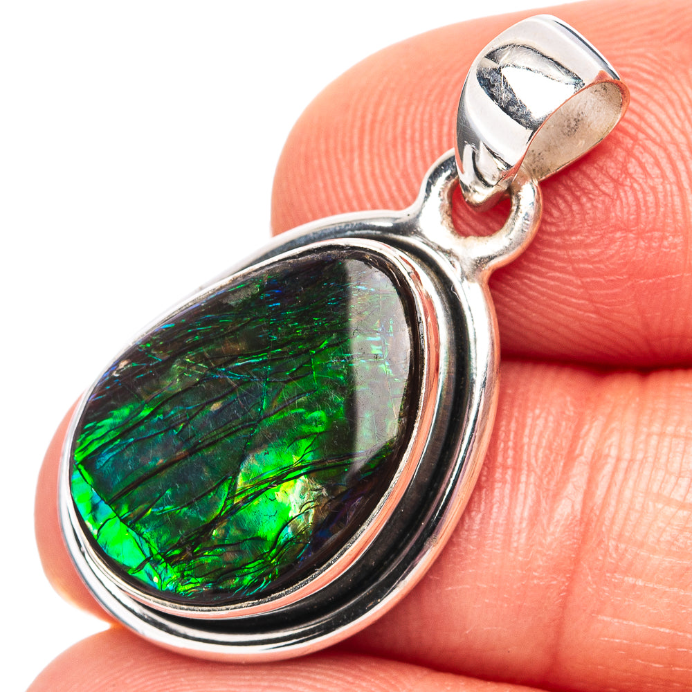 Premium Canadian Ammolite Pendant 1 1/4" (.925 Sterling Silver)
