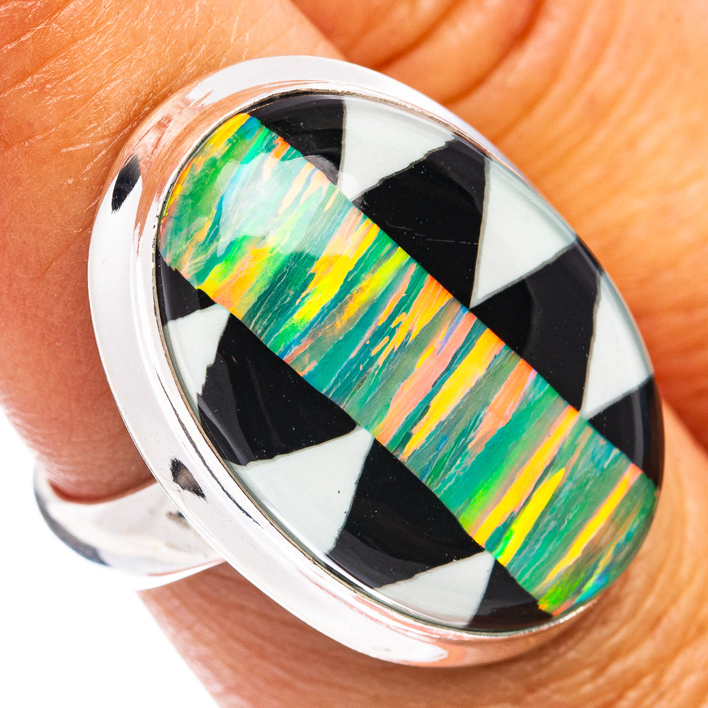 Premium Aura Opal Ring Size 7 (.925 Sterling Silver)
