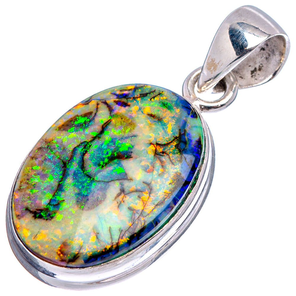 Rare Sterling Opal Pendant 1 1/4" (.925 Sterling Silver)