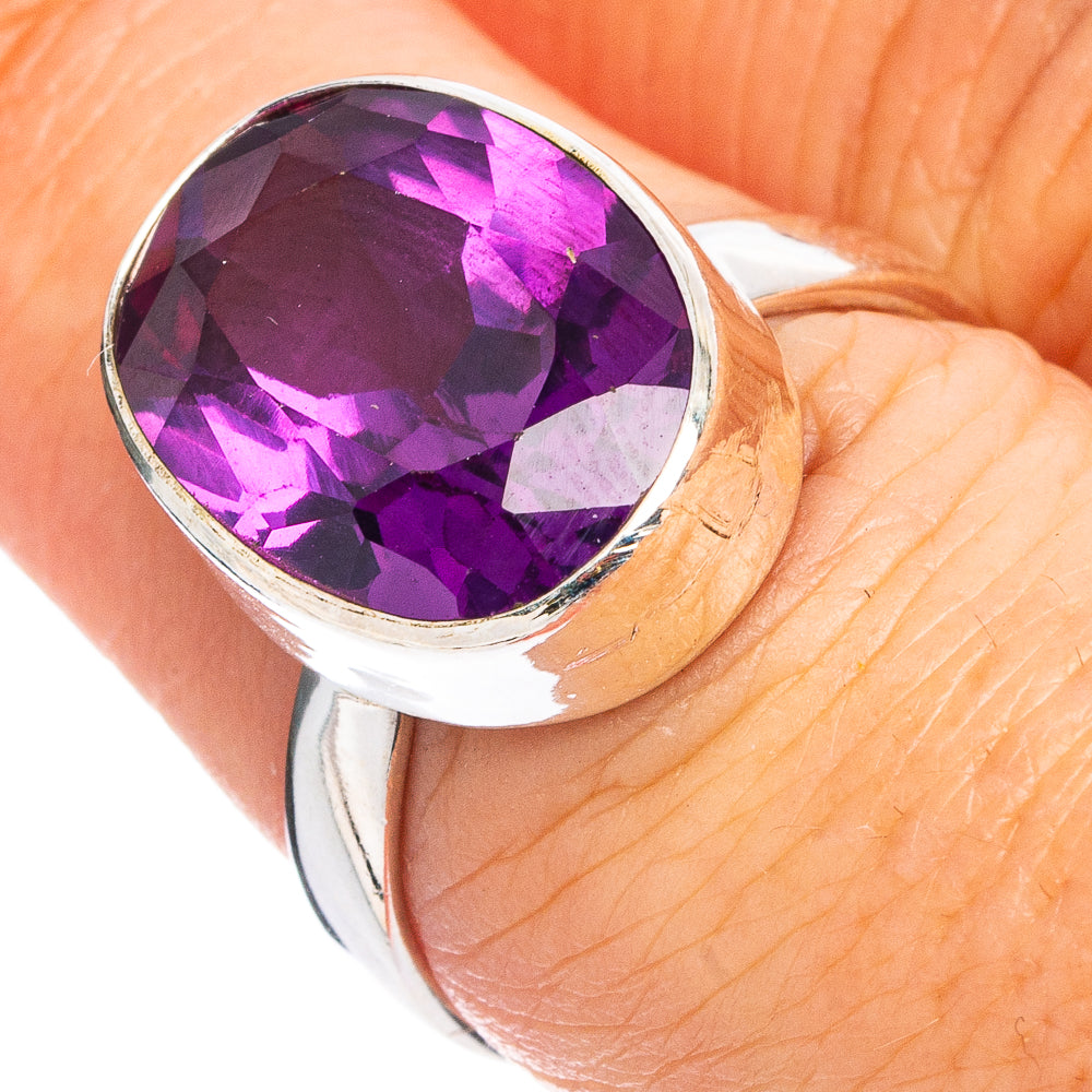 Lab Created Faceted Alexandrite Ring Size 7.75 (.925 Sterling Silver)