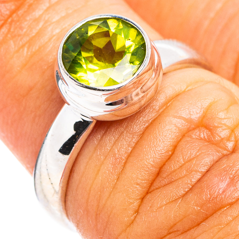 Faceted Peridot Ring Size 6 (.925 Sterling Silver)