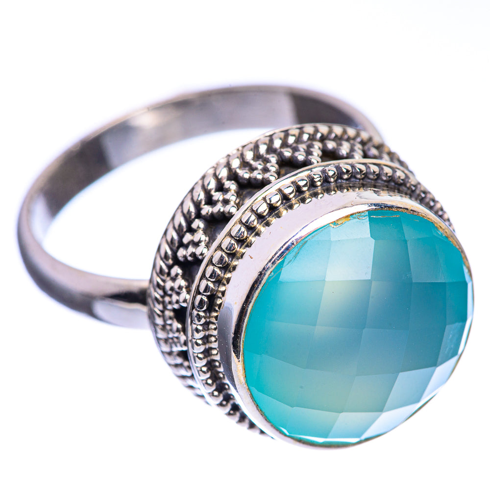 Aqua Chalcedony 925 Sterling Silver Ring Size 9