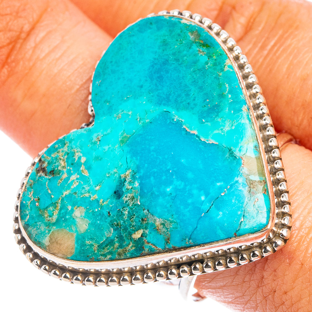 Mohave Turquoise Heart Ring Size 9.75 (.925 Sterling Silver)