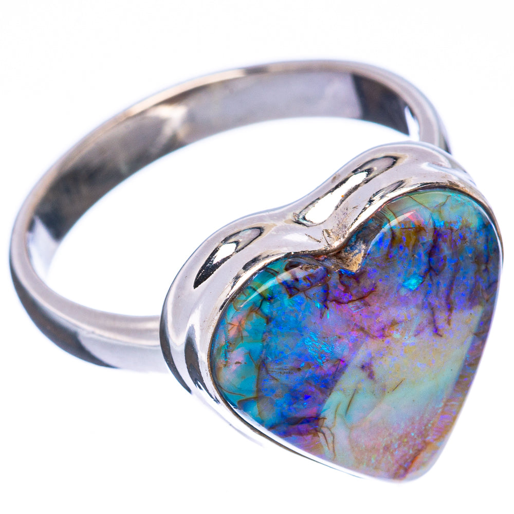 Rare Sterling Opal Heart Ring Size 8.25 (925 Sterling Silver) R3089