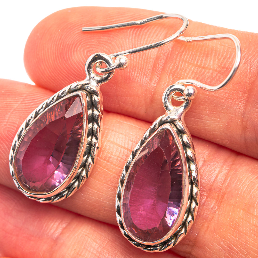 Faceted Alexandrite (Lab.) Earrings 1 3/8" (925 Sterling Silver) E432425