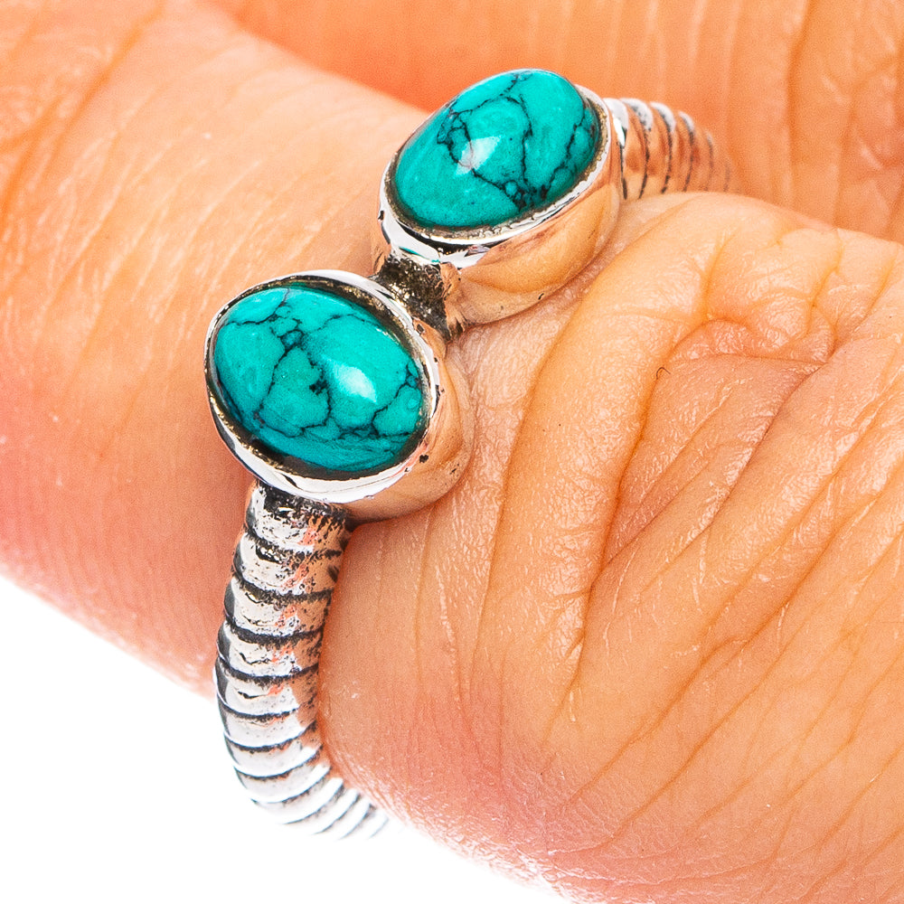 Dainty Turquoise Howlite Ring Size 5.75 (925 Sterling Silver) R8613