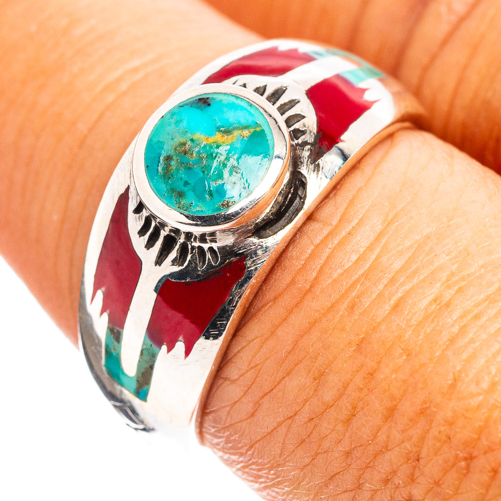 Native Style Mohave Turquoise Ring Size 7.5 (.925 Sterling Silver)