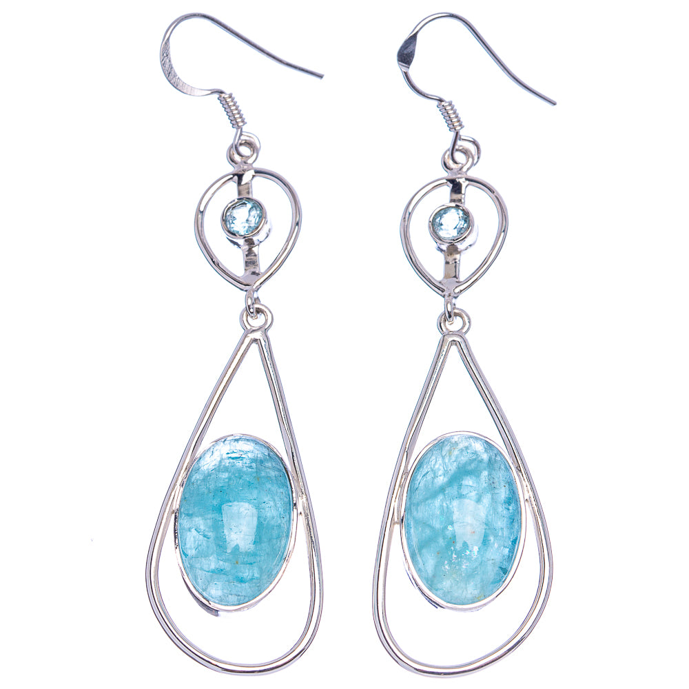 Signature Aquamarine, Blue Topaz Earrings 2 7/8" (.925 Sterling Silver)