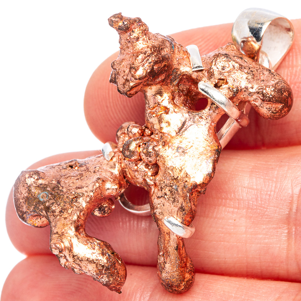 Raw Copper Nugget Pendant 1 5/8" (925 Sterling Silver) P41540