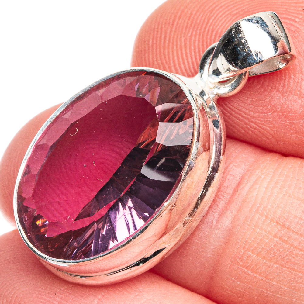 Faceted Color Change Alexandrite (Lab.) Pendant 1 1/8' (925 Sterling Silver) P39328
