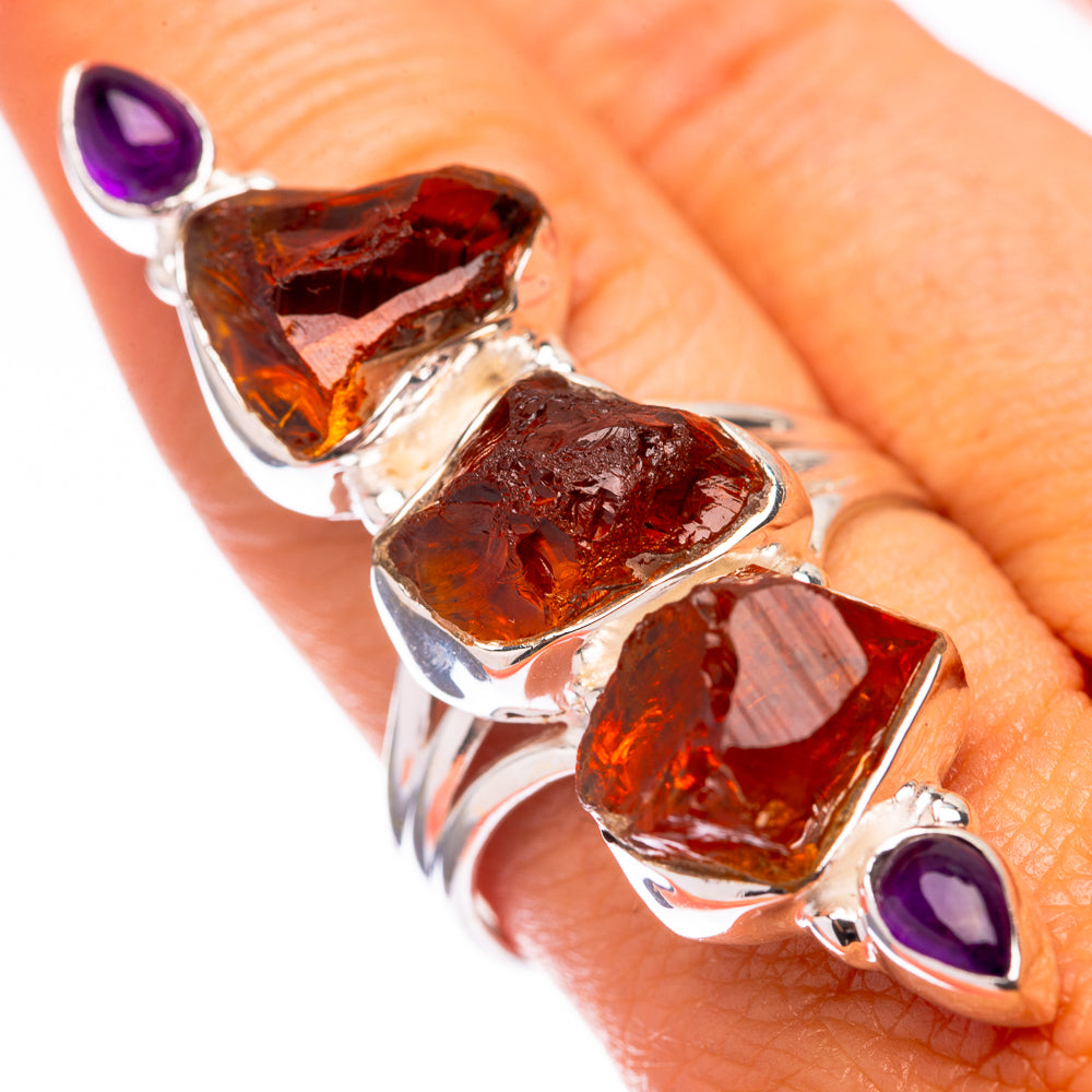 Large Raw Citrine, Amethyst 925 Sterling Silver Ring Size 9.25 (925 Sterling Silver) RING140430