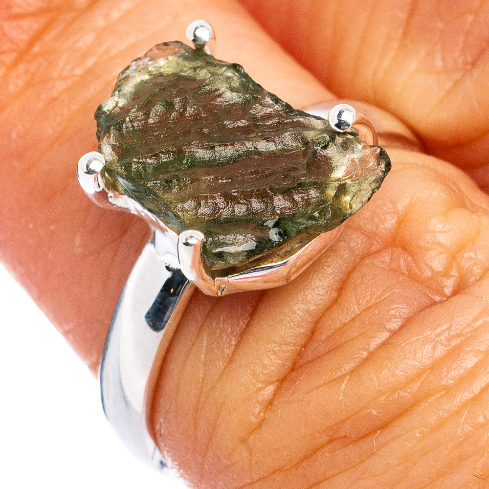Rare Moldavite Ring Size 6 (.925 Sterling Silver)
