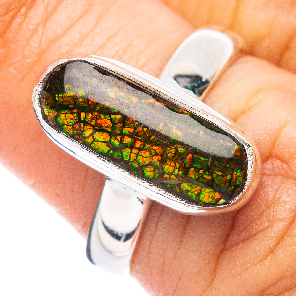 Rare Ammolite Ring Size 6 (925 Sterling Silver) R4882