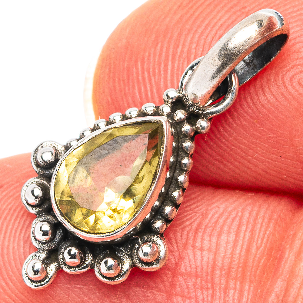 Lemon Quartz Dainty Pendant 1" (.925 Sterling Silver)