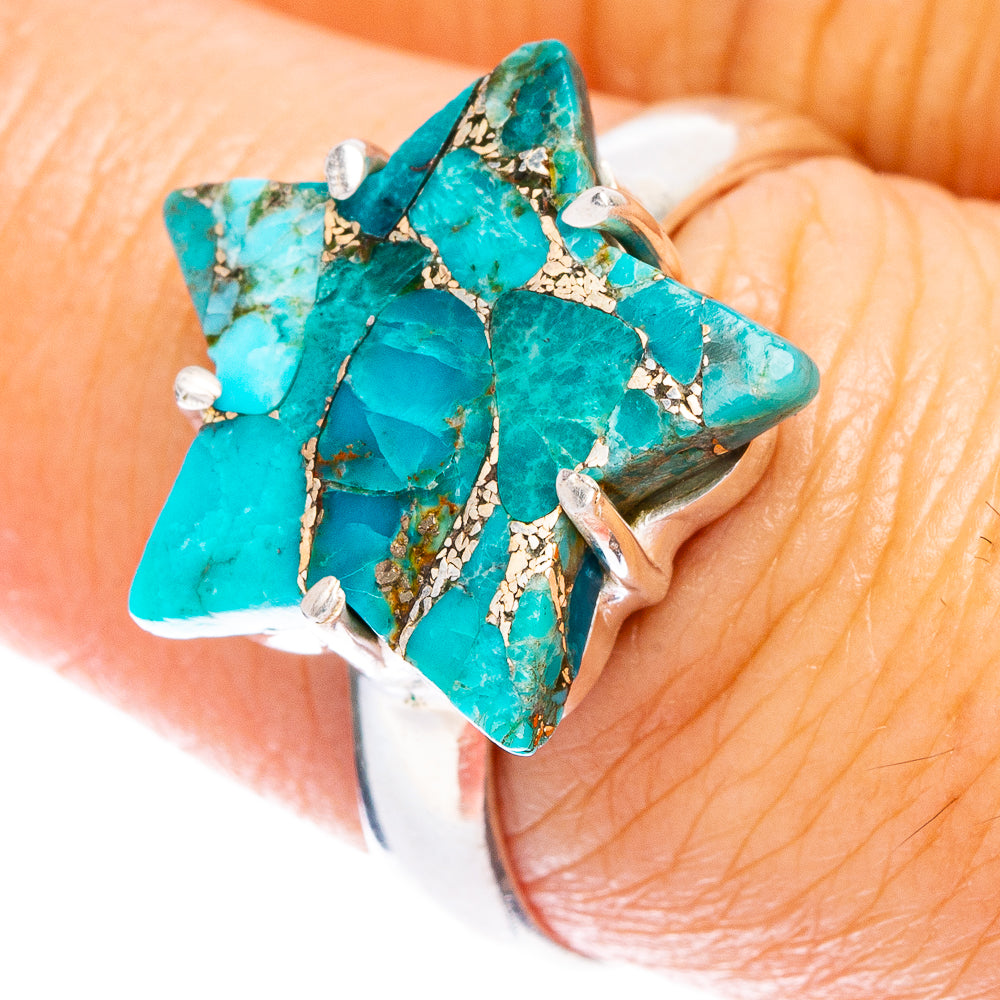 Blue Copper Composite Turquoise Ring Size 8.25 (925 Sterling Silver) R146902