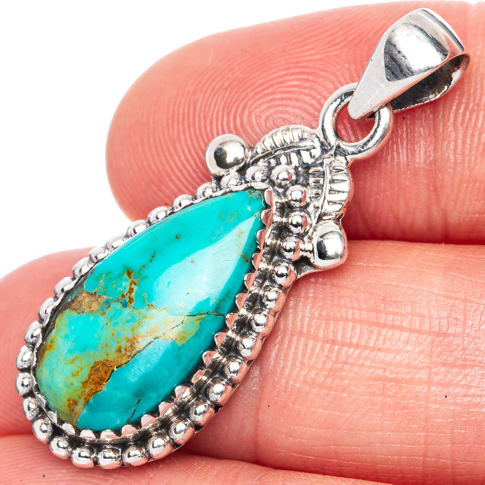 Rare Arizona Turquoise Pendant 1 3/8" (925 Sterling Silver) P42009