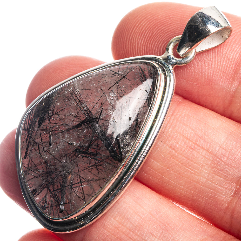 Tourmalinated Quartz 925 Sterling Silver Pendant 1 5/8"