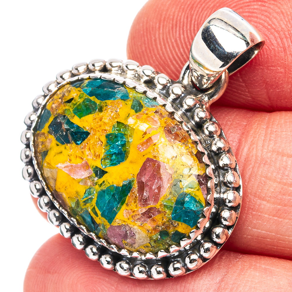 Tourmaline Matrix Pendant 1 1/8" (.925 Sterling Silver)