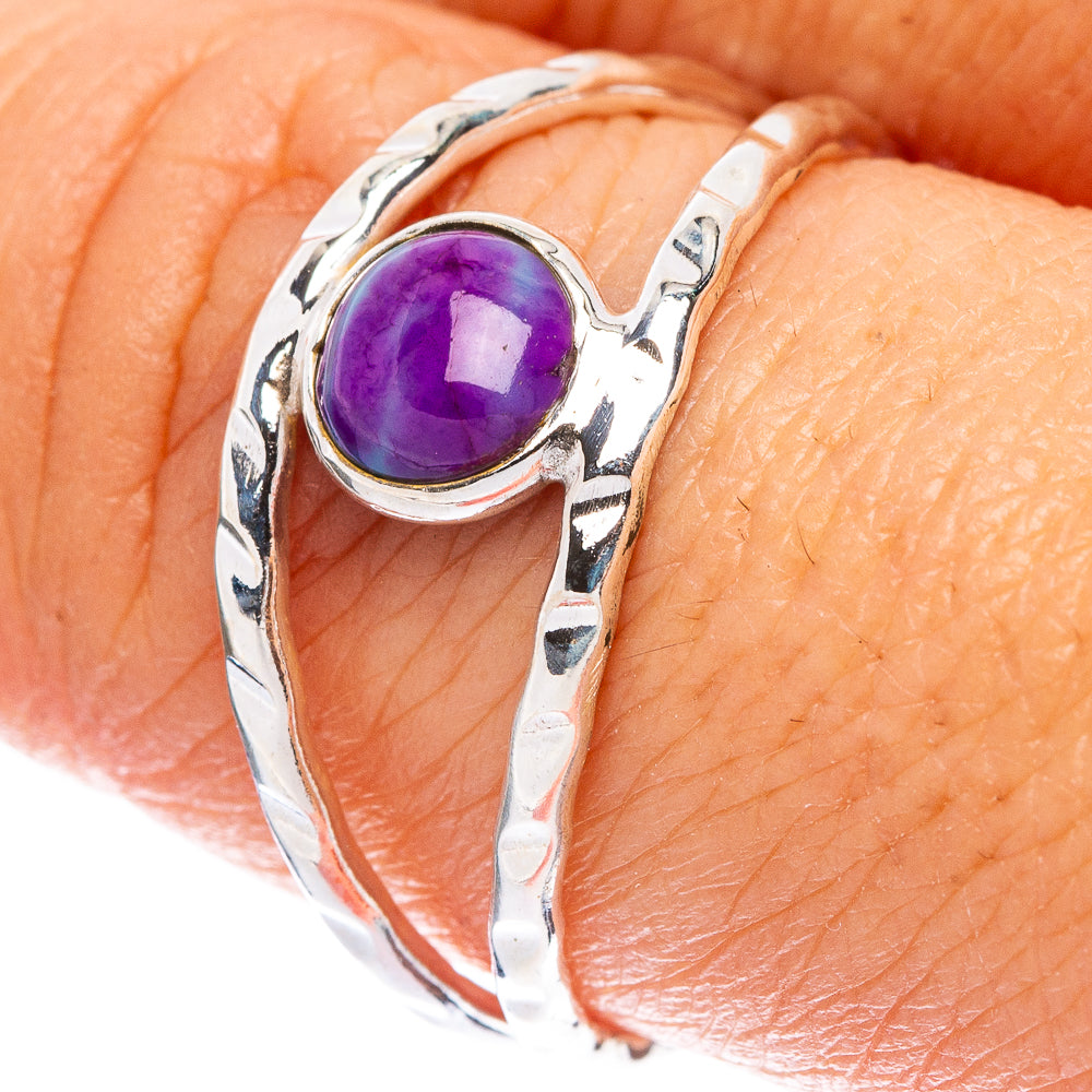 Purple Copper Composite Turquoise Dainty Ring Size 8.75 (925 Sterling Silver) R146827