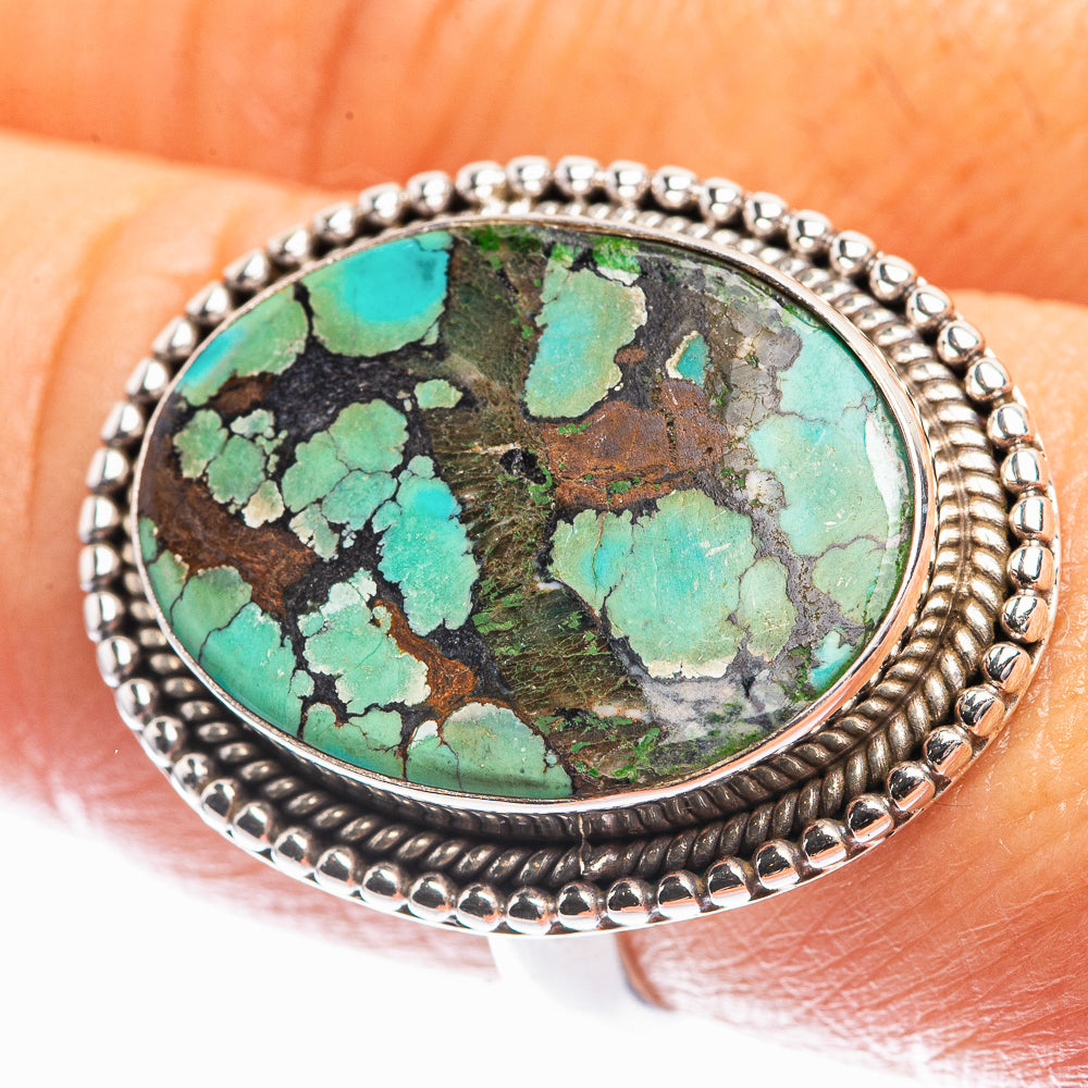 Tibetan Turquoise Ring Size 8 (925 Sterling Silver) R142250