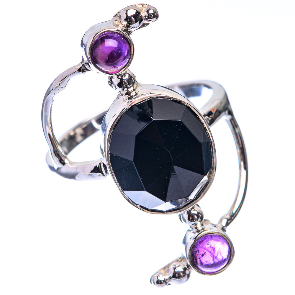 Premium Black Onyx, Amethyst Ring Size 7 (925 Sterling Silver) R141824