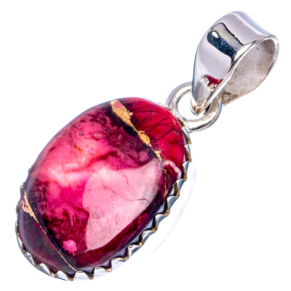 Red Dahlia Mohave Turquoise Pendant 1 1/8" (.925 Sterling Silver)