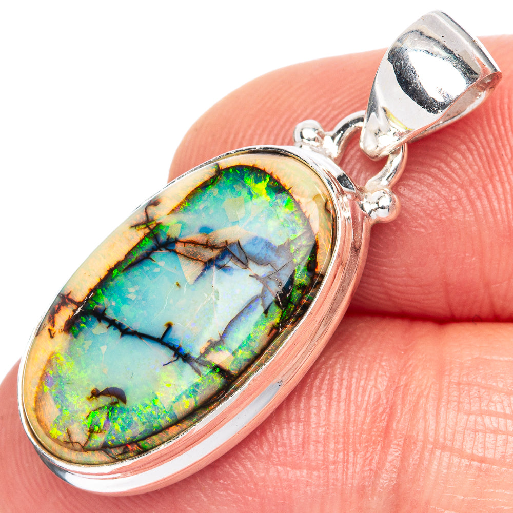 Rare Sterling Opal Pendant 1 1/4" (925 Sterling Silver) P41609