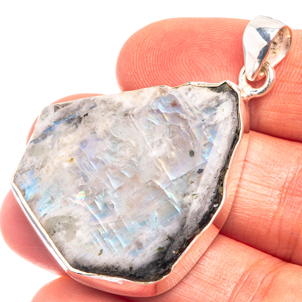 Rainbow Moonstone Pendant 1 3/4" (925 Sterling Silver) P38823