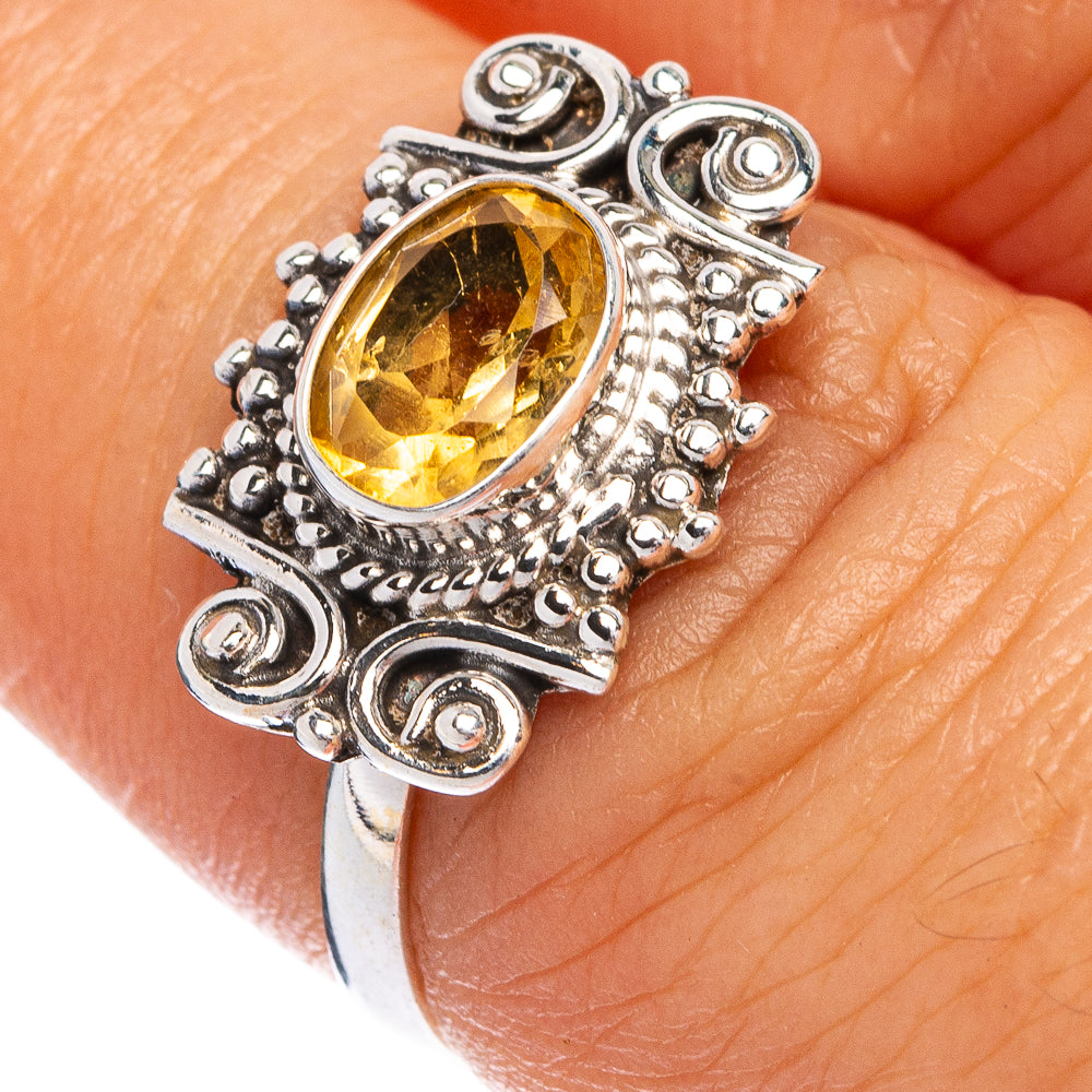 Faceted Citrine Dainty Ring Size 6.75 (925 Sterling Silver) R145506
