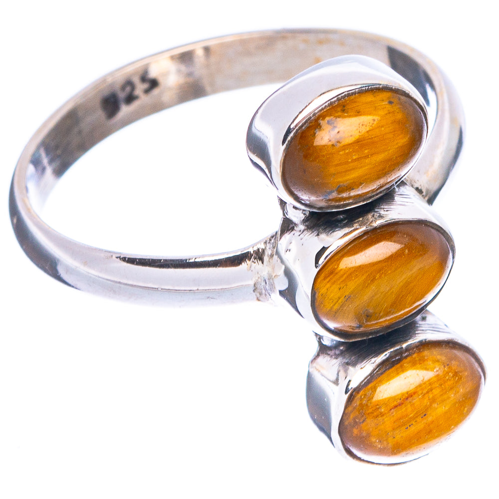 Tiger Eye Dainty Ring Size 8 (925 Sterling Silver) R5287
