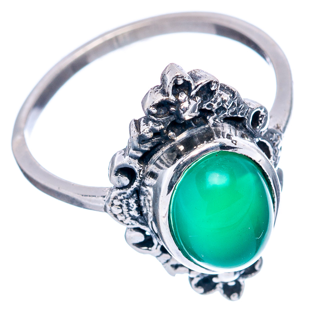 Green Onyx Dainty Ring Size 6.75 (.925 Sterling Silver)
