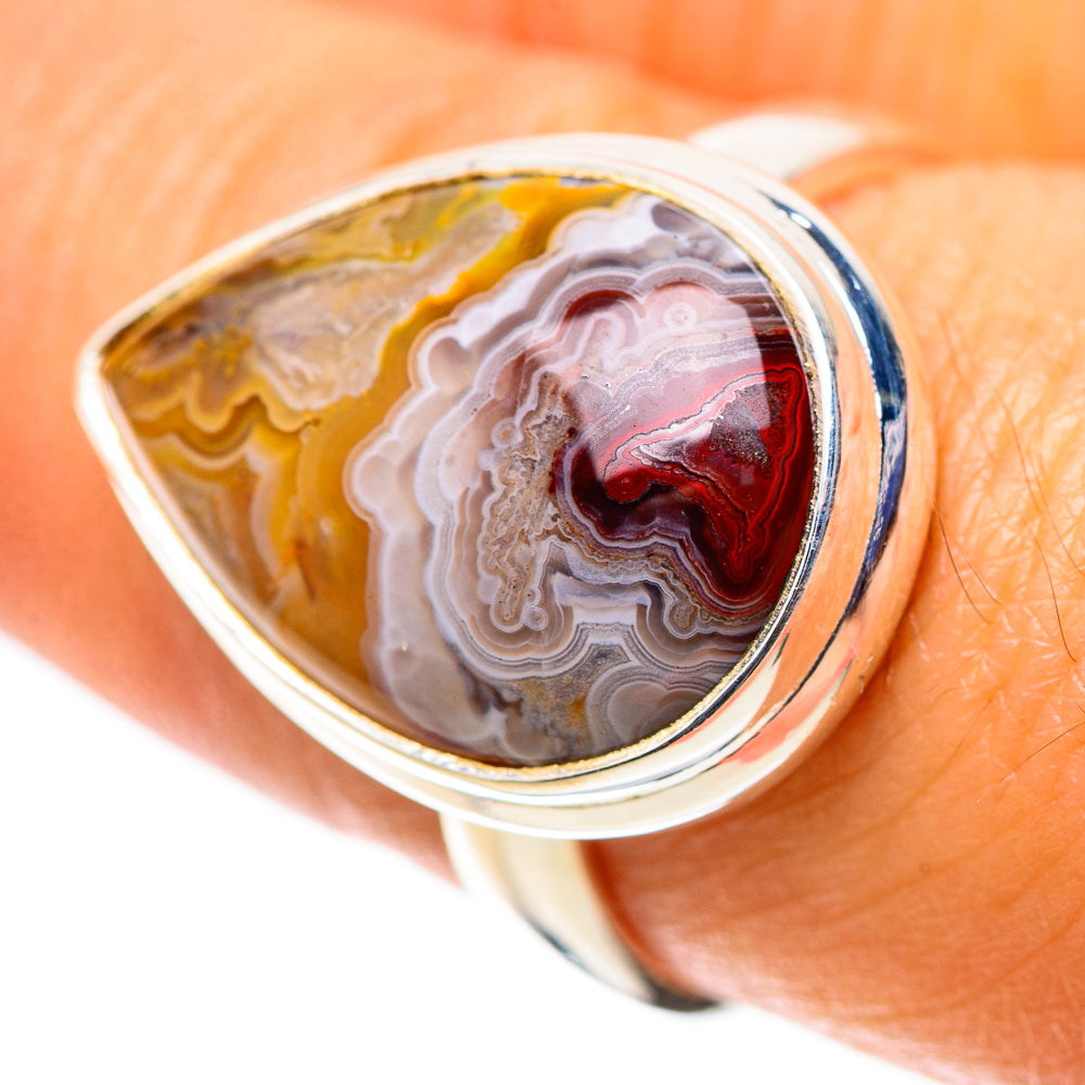 Crazy Lace Agate Ring Size 8 (925 Sterling Silver) RING138482