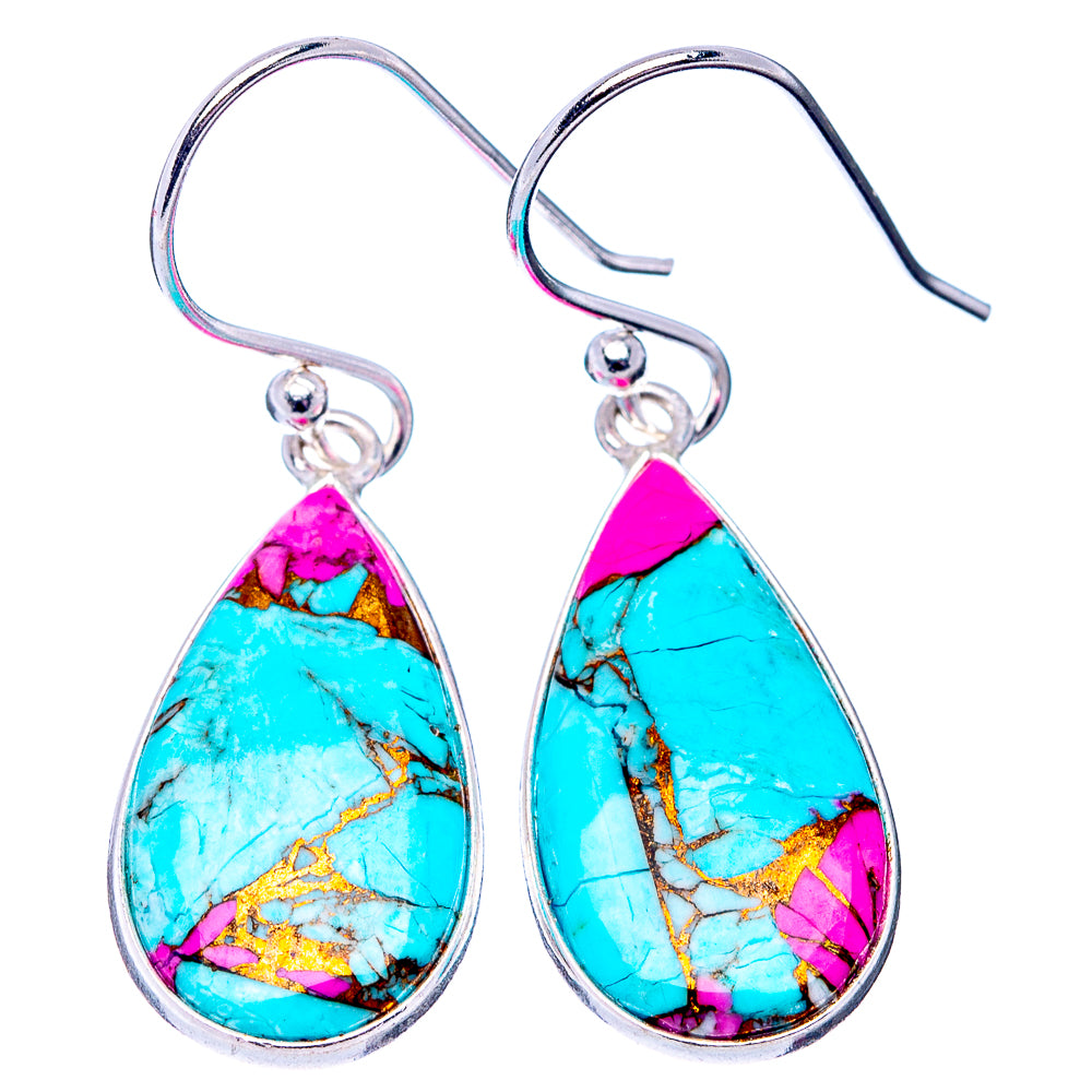 Cotton Candy Turquoise Earrings 1 3/8" (.925 Sterling Silver)