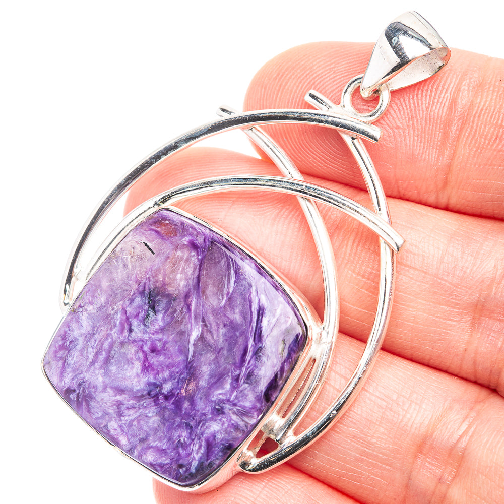 Charoite Pendant 2 1/8" (925 Sterling Silver) P39265