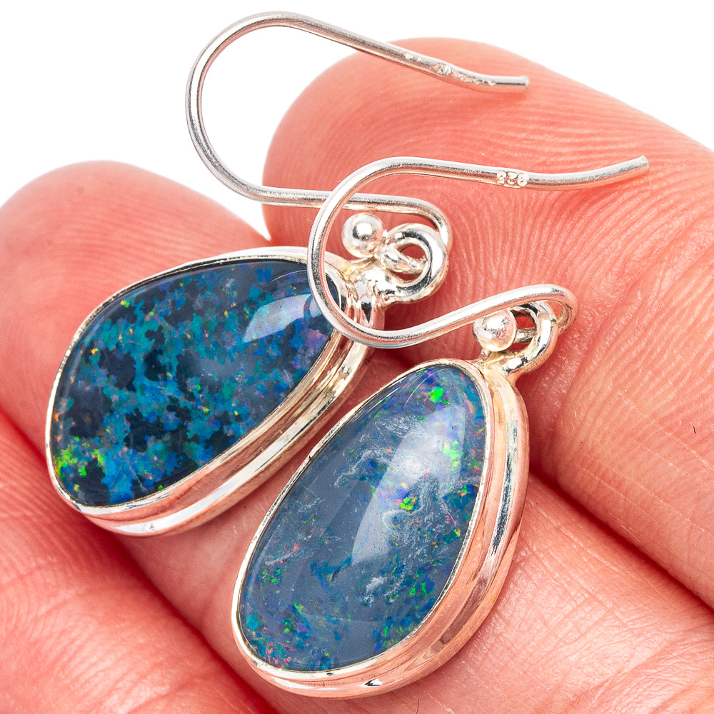 Rare Triplet Opal Earrings 1 1/4" (925 Sterling Silver) E1859