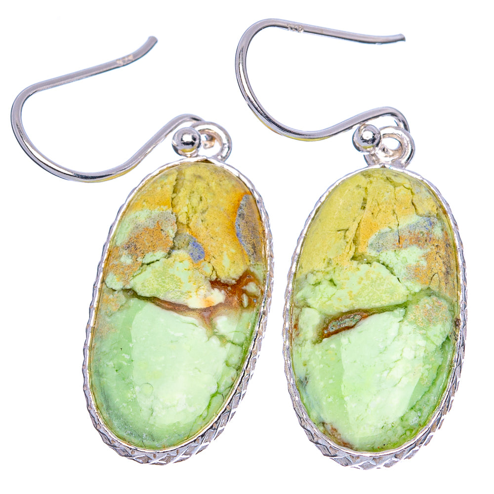 Lemon Chrysoprase 925 Sterling Silver Earrings 1 1/2" (925 Sterling Silver) E1943